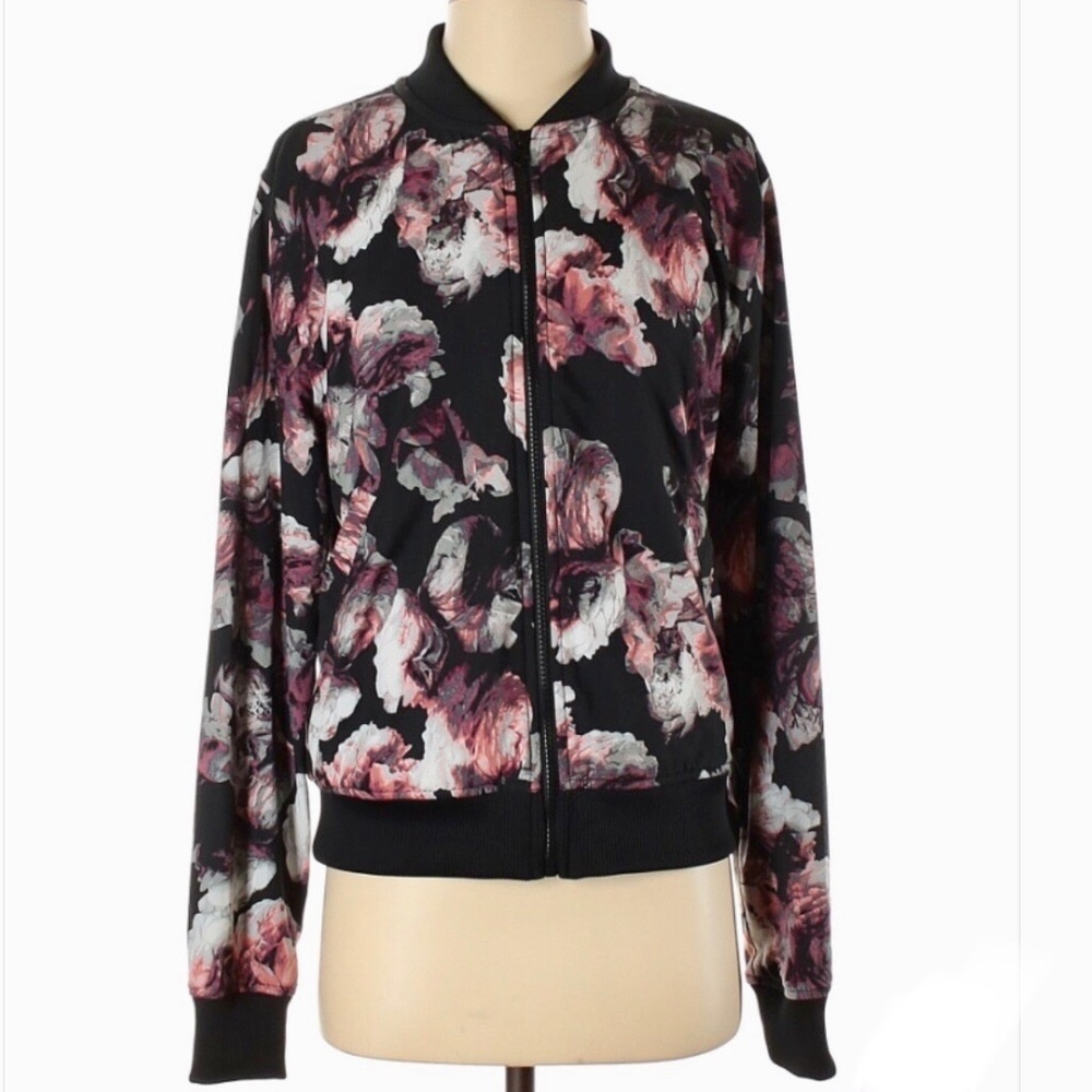 Victoria's Secret Sport Black Floral Print Jacket